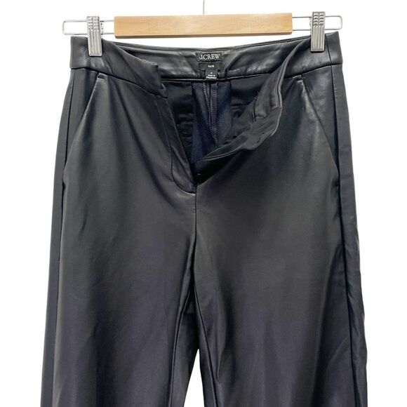 J. Crew Kate Straight Pant Women’s Size 0 Black Faux Leather Ankle Trouser Pants - Picture 8 of 14